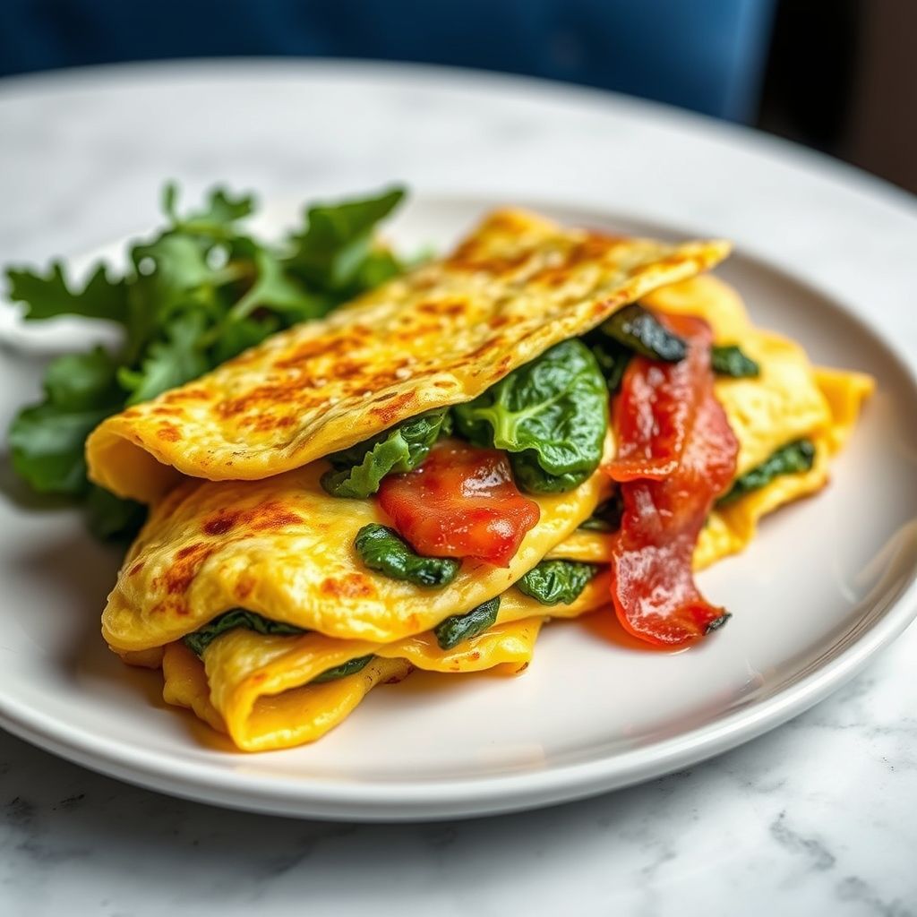 American-Style Bacon and Spinach Omelette