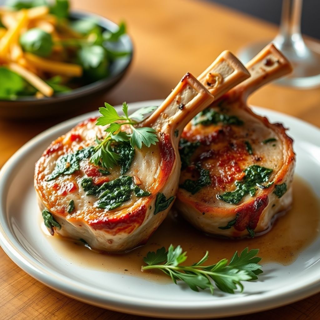 Bacon and Spinach Stuffed Pork Chops