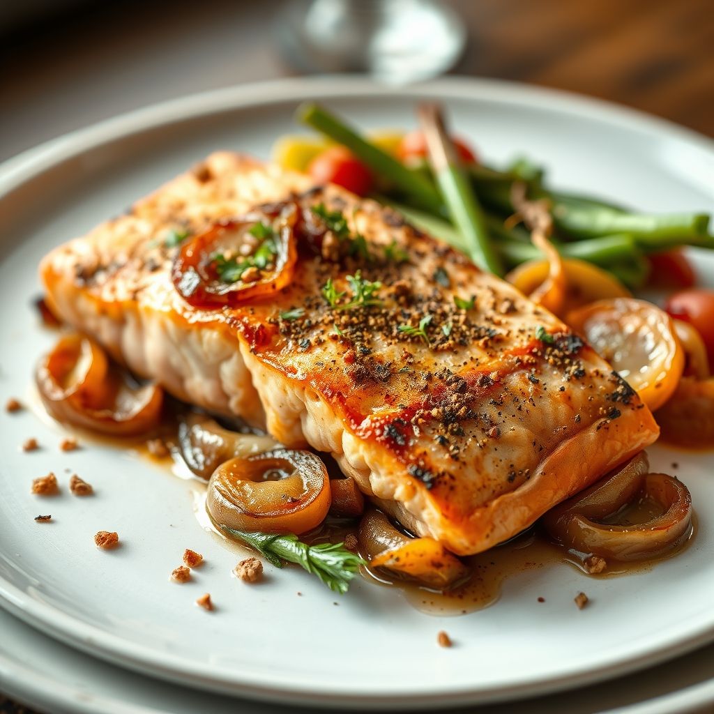 Baked Salmon with Roasted Onions and Cumin