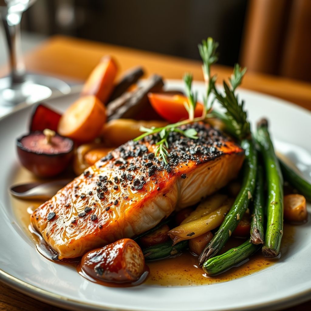 Baked Salmon with Roasted Vegetables