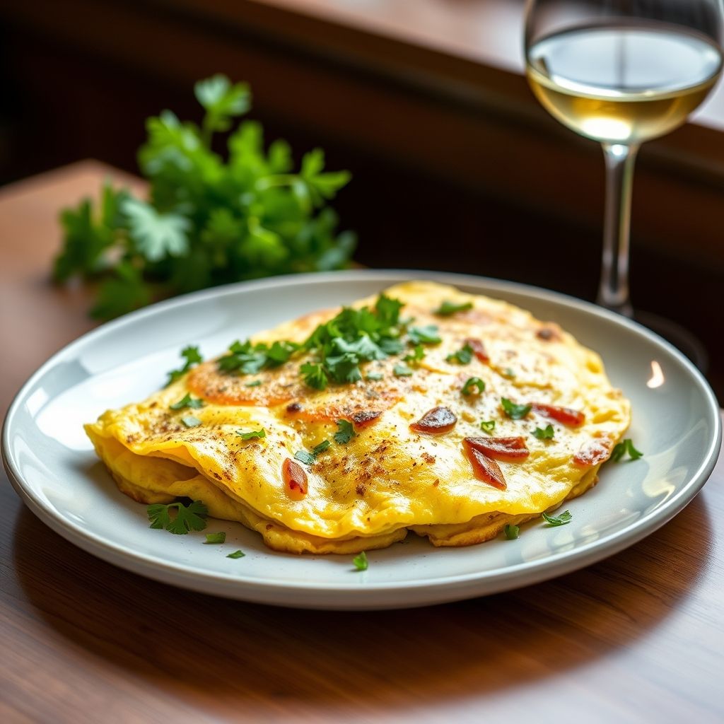 Cheesy Omelette with Cumin and Parsley