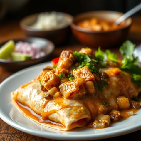 Chicken and Mushroom-Free Etouffee Enchiladas