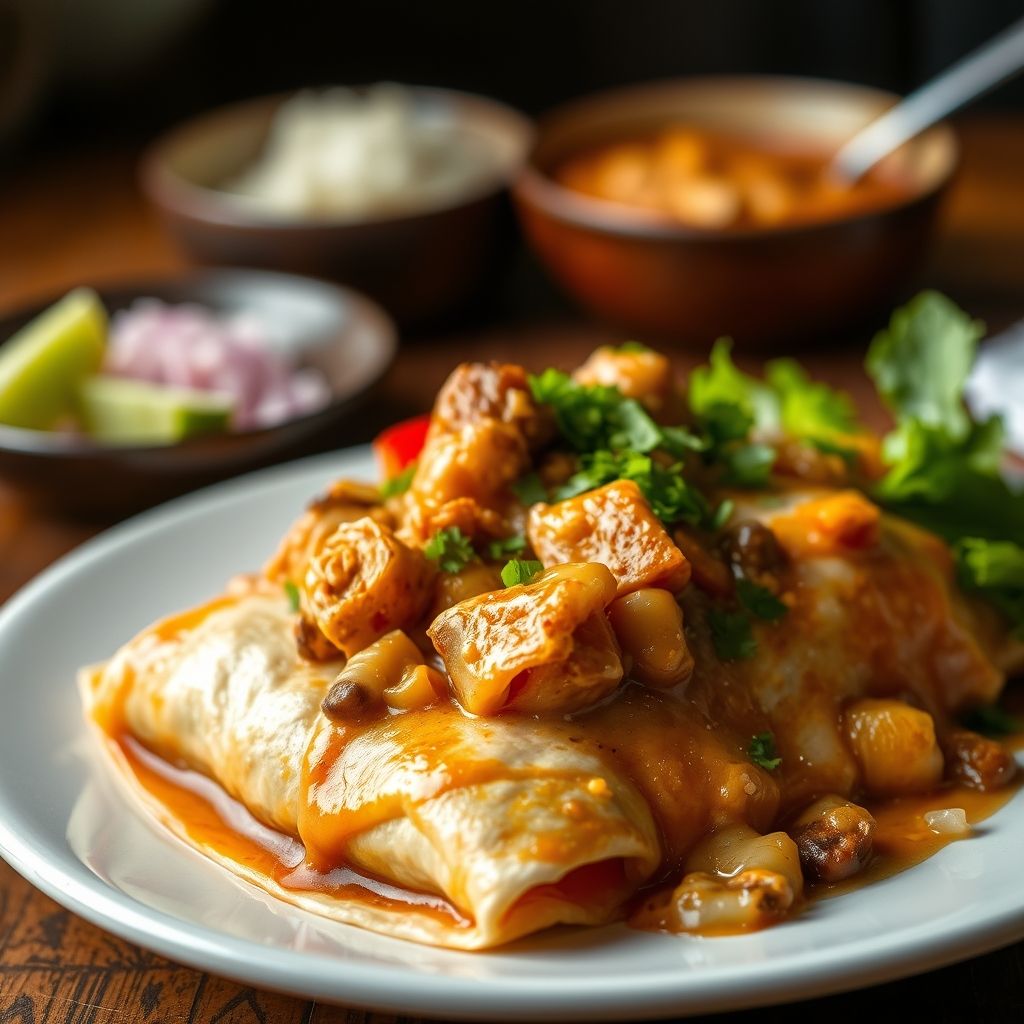 Chicken and Mushroom-Free Etouffee Enchiladas