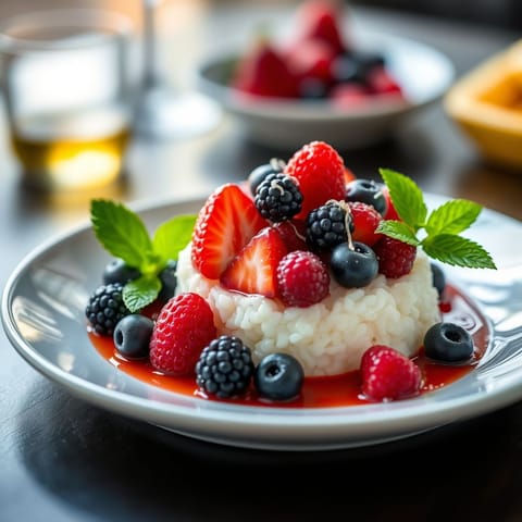 Coconut Rice Pudding with Berries