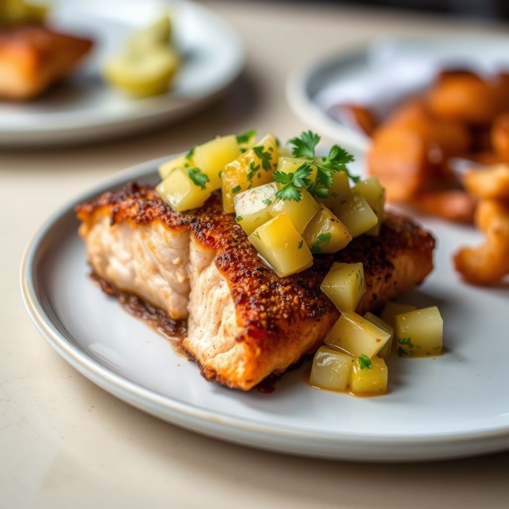 Crispy Caribbean Jerk Salmon with Pineapple Salsa