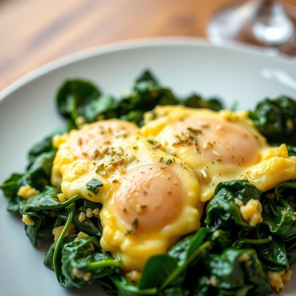 Garlic Herb Scrambled Eggs with Spinach