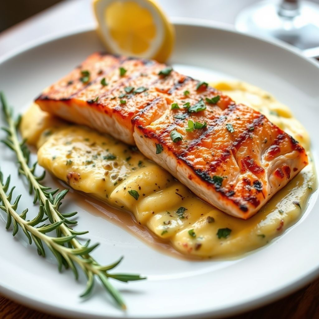 Greek-Style Grilled Salmon and Omelette