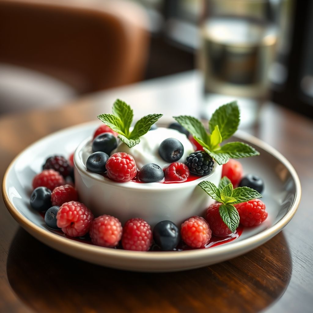 Greek Yogurt with Fresh Berries and Mint
