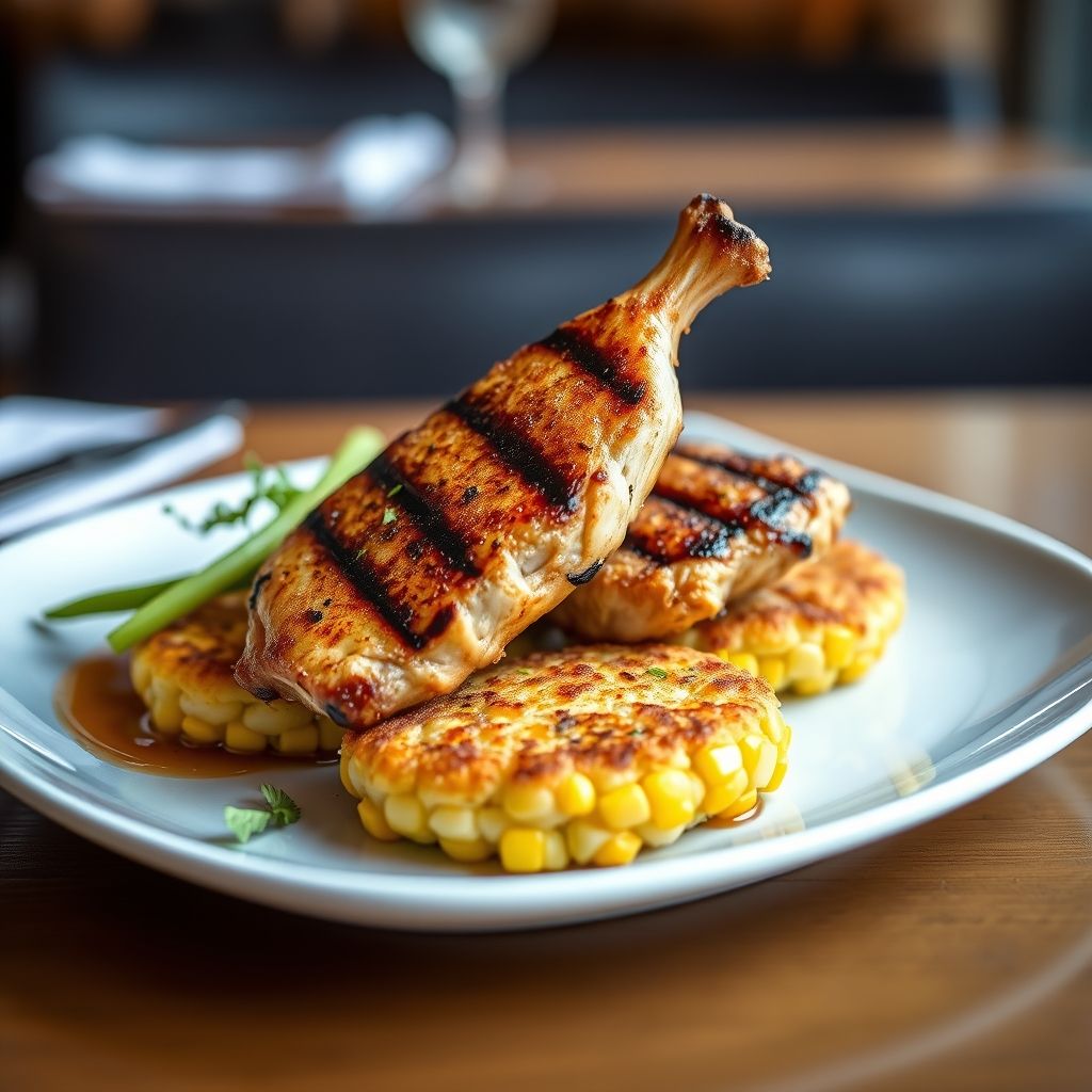 Grilled Chicken and Corn Fritters