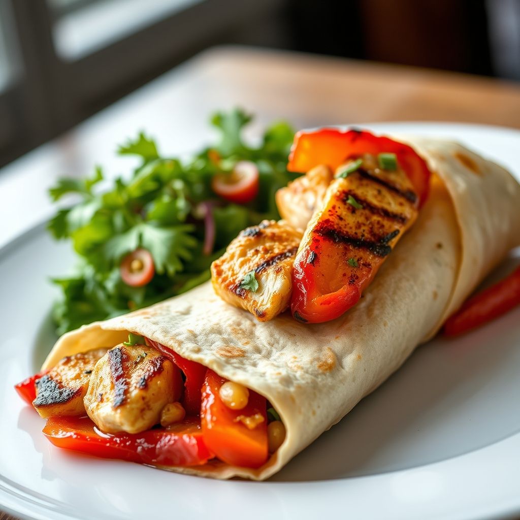Grilled Chicken and Roasted Red Pepper Wrap