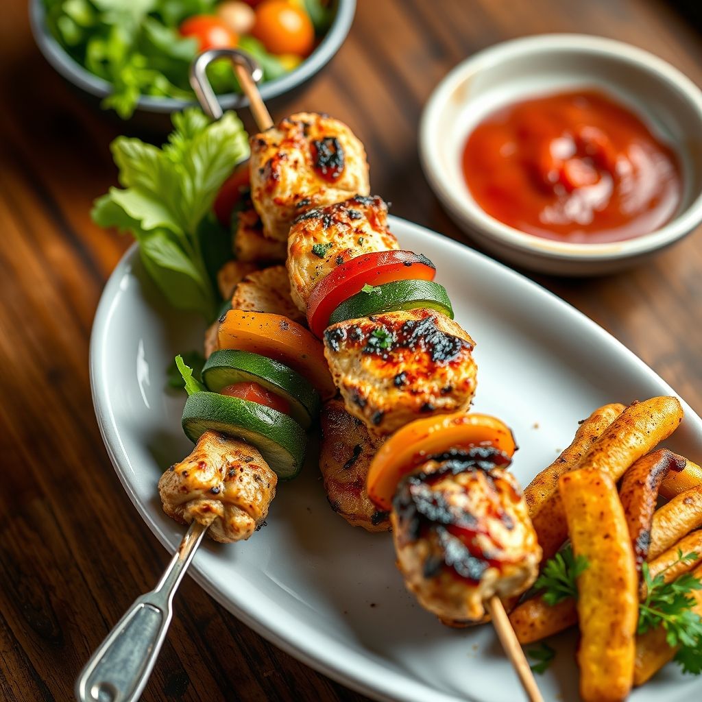 Grilled Chicken and Vegetable Skewers with Paprika
