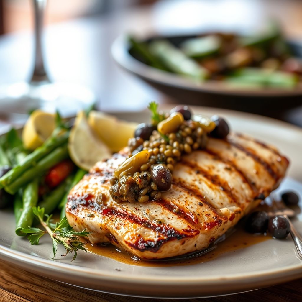 Grilled Chicken Breast with Olive Tapenade