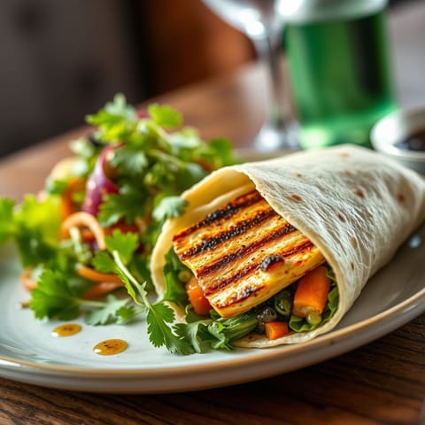 Grilled Halloumi and Vegetable Wrap