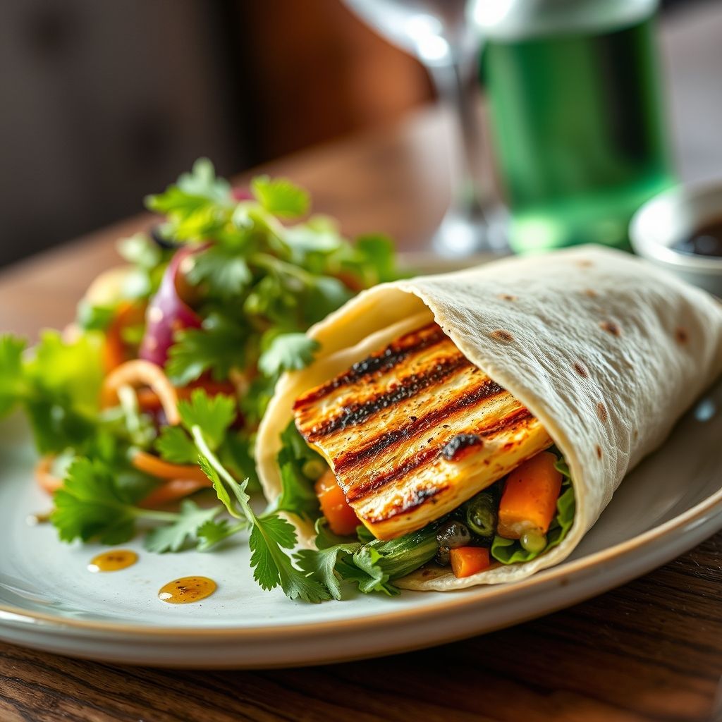 Grilled Halloumi and Vegetable Wrap