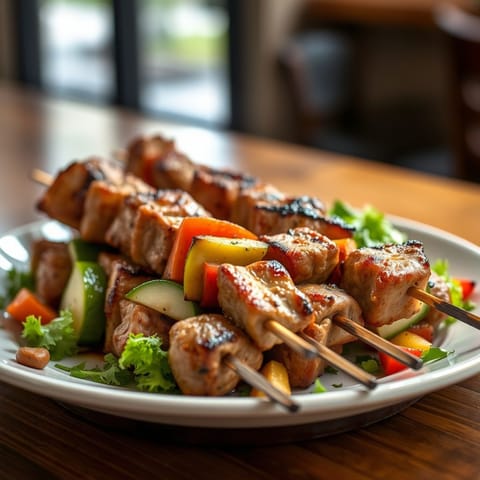 Grilled Pork and Vegetable Kabobs