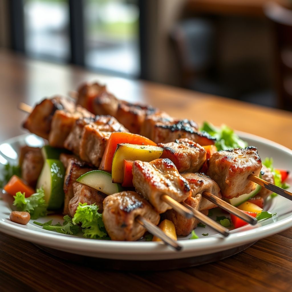 Grilled Pork and Vegetable Kabobs