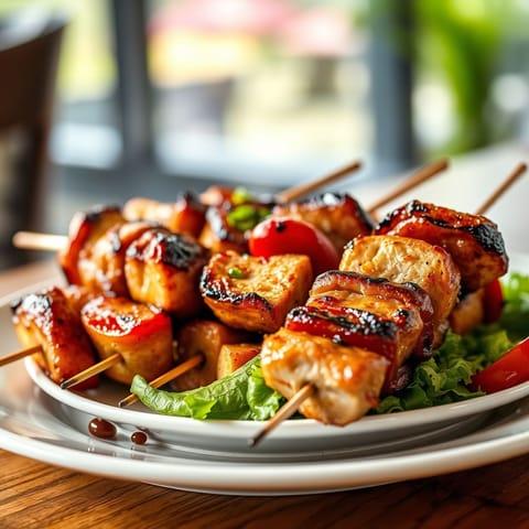 Grilled Pork and Vegetable Skewers