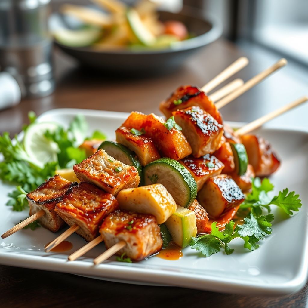 Grilled Pork and Vegetable Skewers with Nuoc Cham