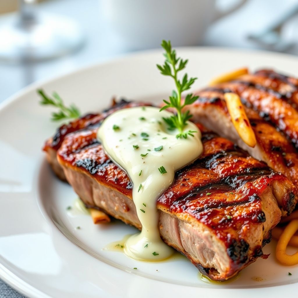 Grilled Pork Belly with Garlic Aioli