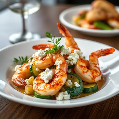 Grilled Shrimp with Zucchini and Feta