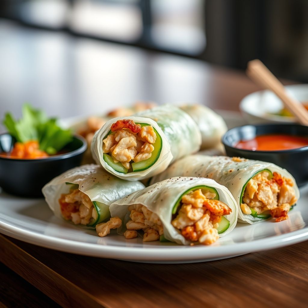 Japanese-Style Chicken and Cucumber Rolls