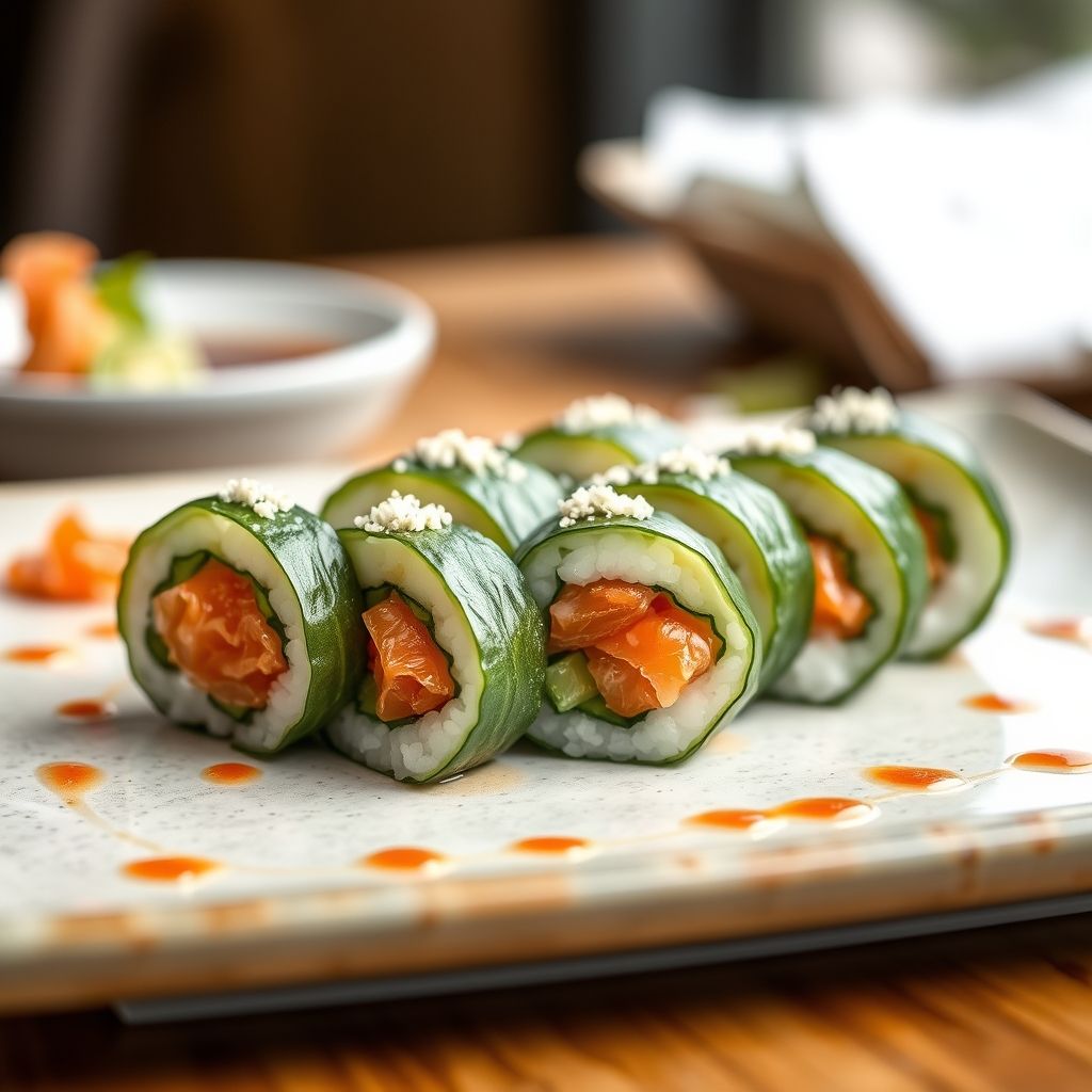 Japanese-Style Salmon and Cucumber Roll