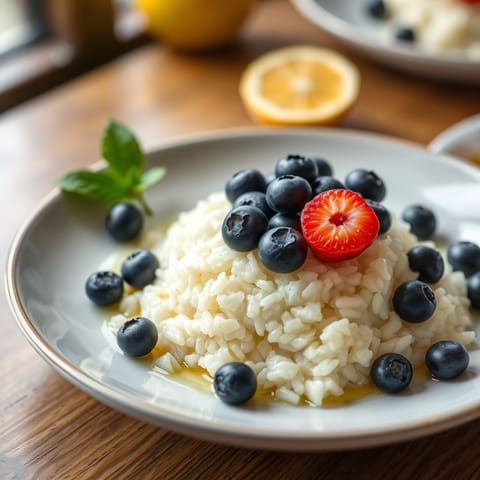 Lemon-Infused Rice Porridge with Blueberries