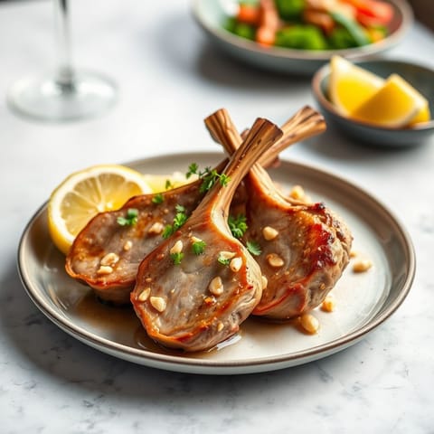 Lemongrass Pork Chops with Pine Nuts