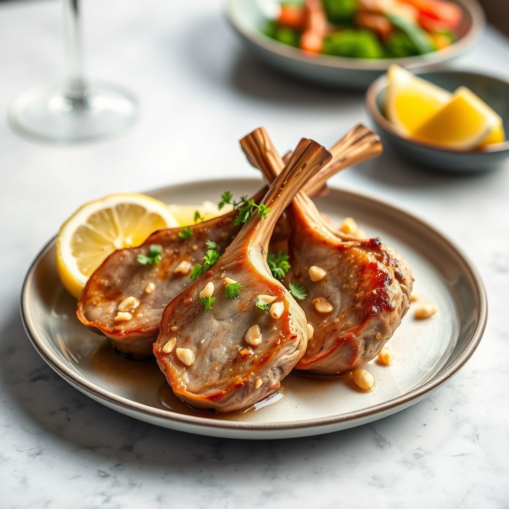 Lemongrass Pork Chops with Pine Nuts