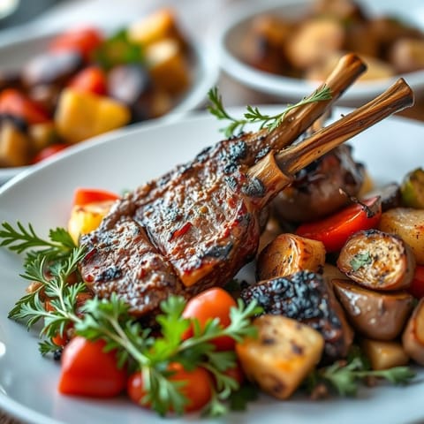 Mediterranean Grilled Lamb with Roasted Vegetables