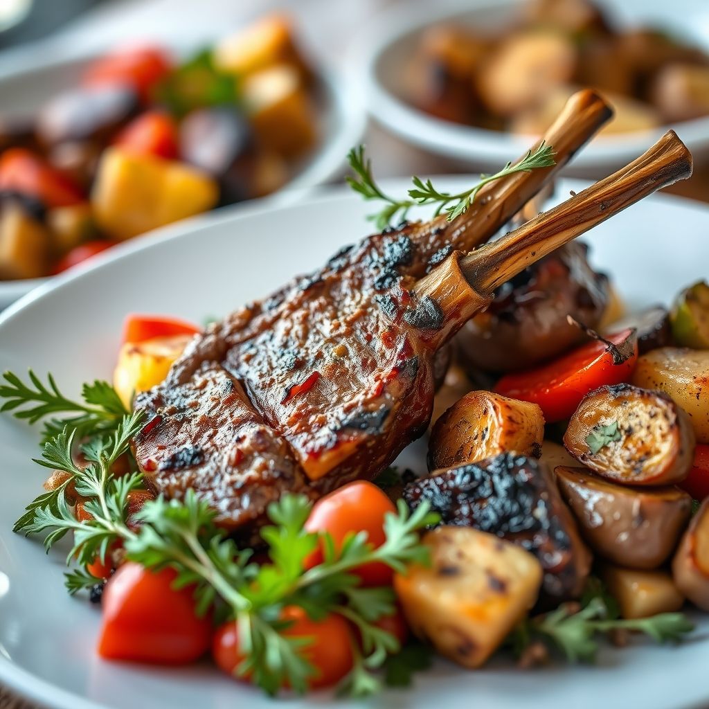 Mediterranean Grilled Lamb with Roasted Vegetables
