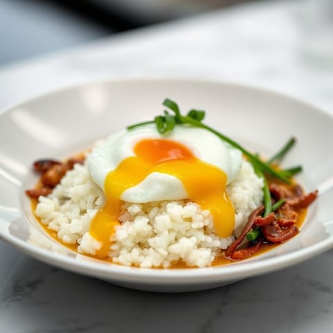 Poached Egg over Herbed Rice Bowl