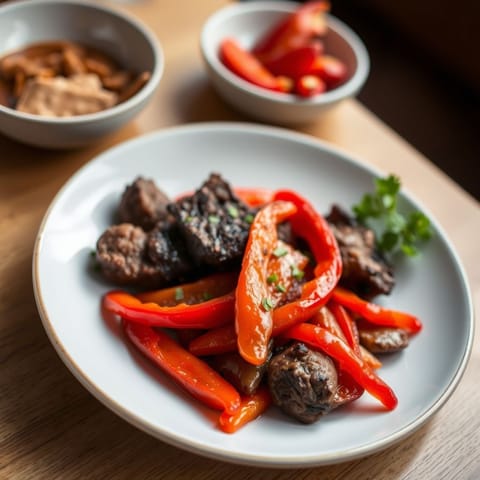 Roasted Beef and Bell Pepper Strips