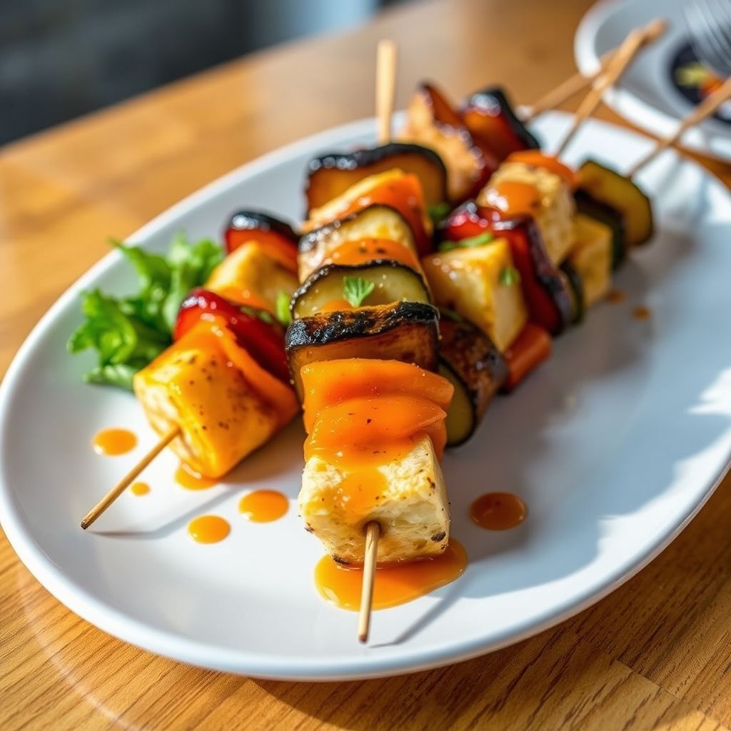 Roasted Vegetable Skewers with Tangerine Glaze