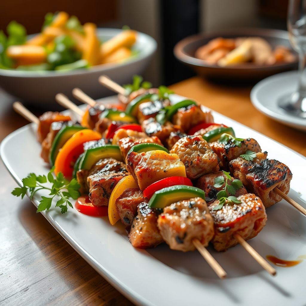 Spanish Pork and Vegetable Skewers