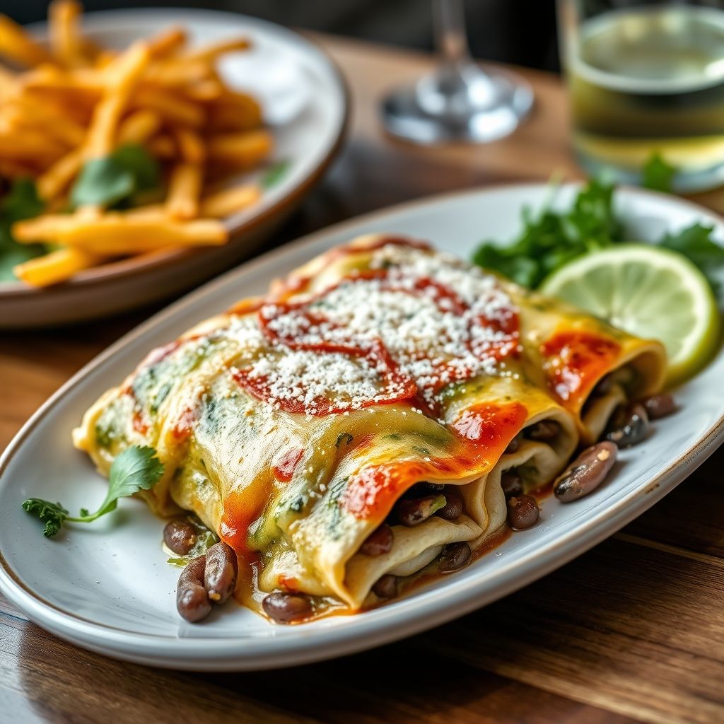 Spinach and Black Bean Enchiladas