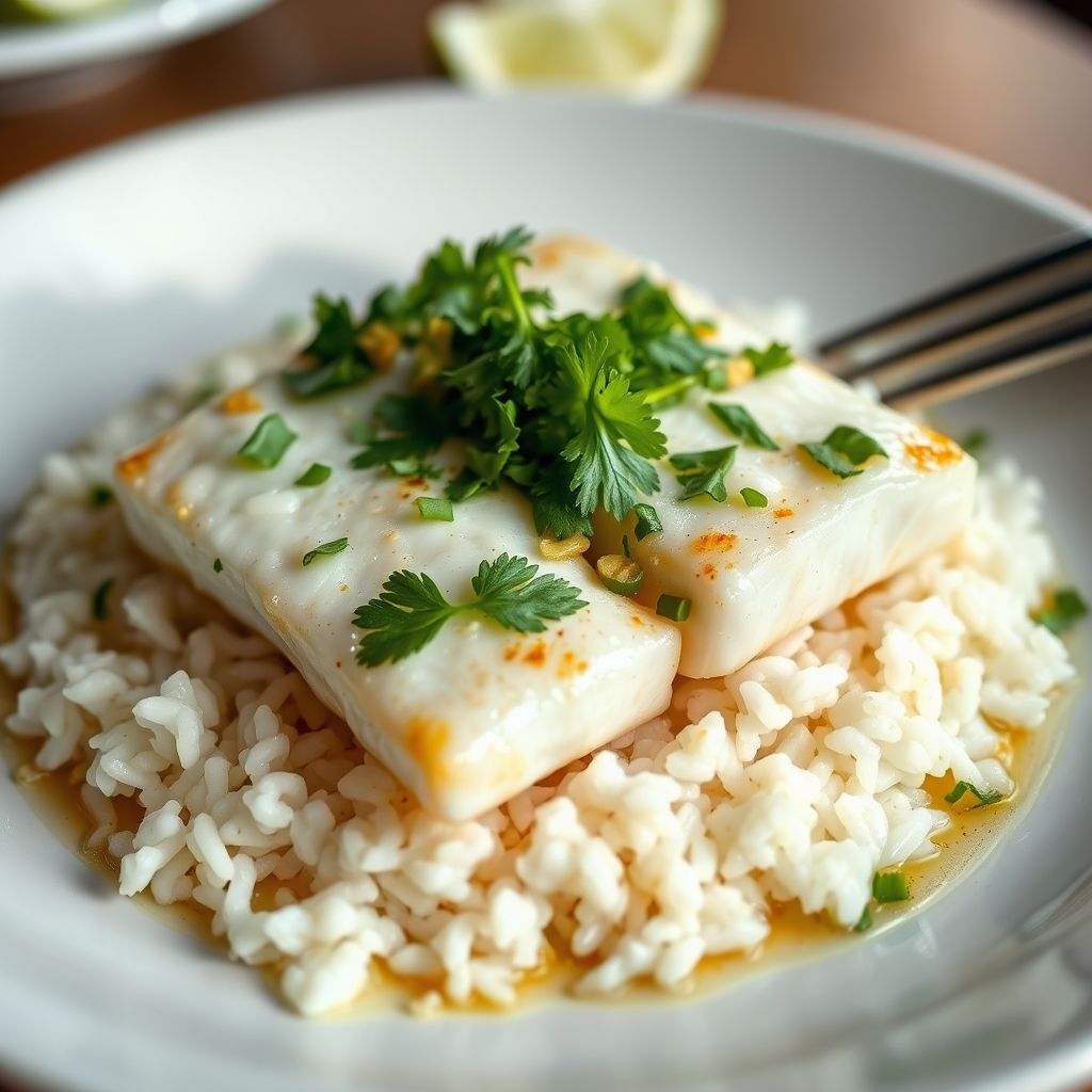 Steamed Ginger-Lime Cod with Jasmine Rice