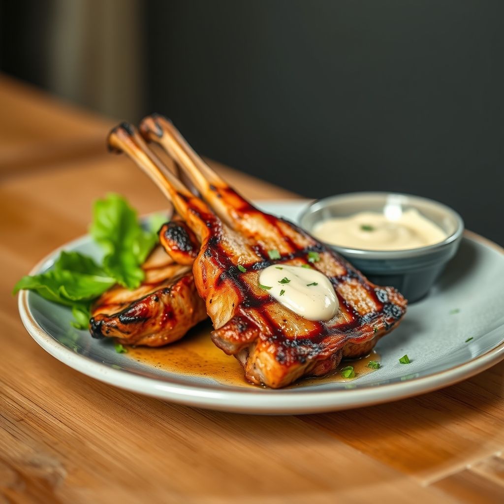 Thai-Style Grilled Pork Chops with Ginger and Aioli