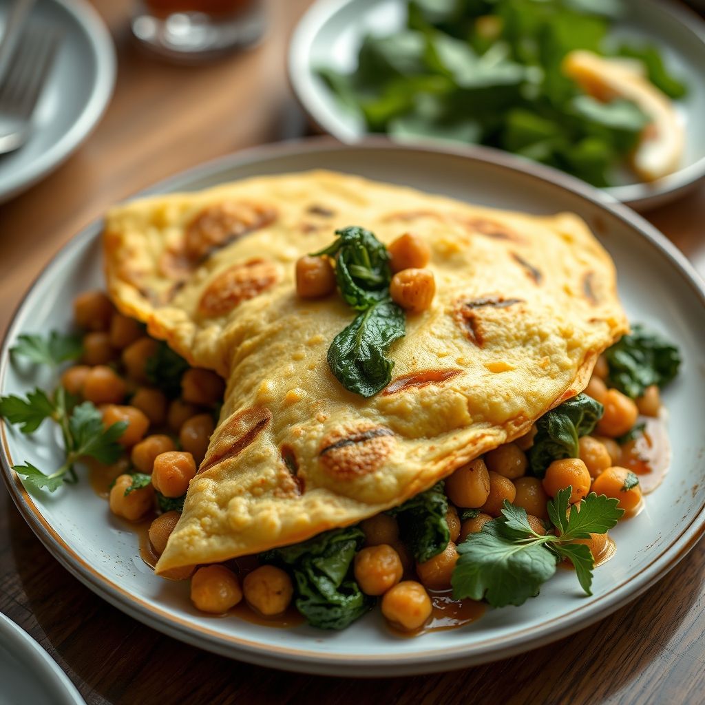 Turkish-Style Chickpea and Spinach Omelette