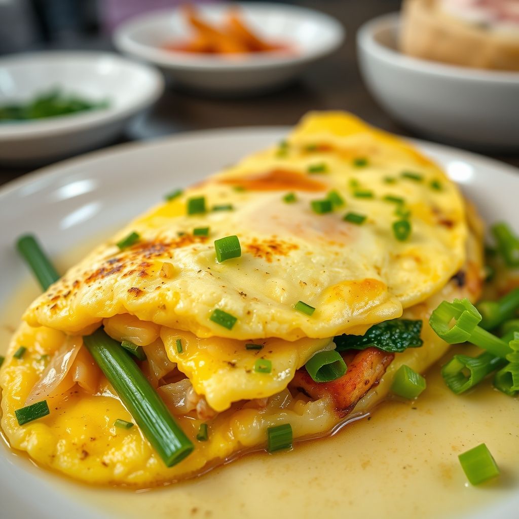 Vietnamese-Style Omelette with Chives and Garlic
