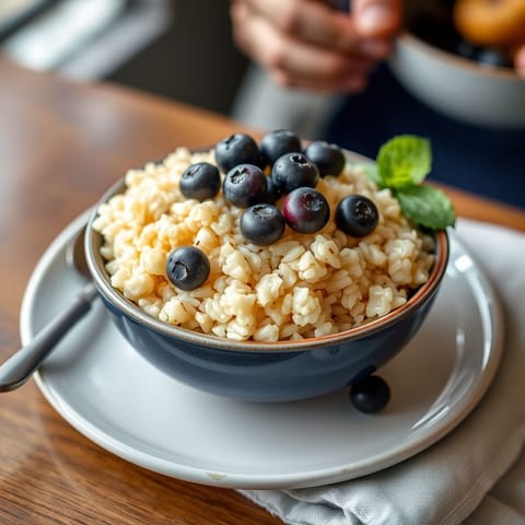 Warm Rice Cereal with Blueberries